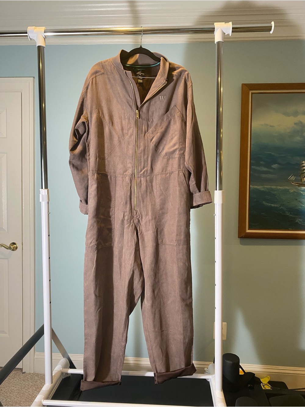 Everyday Utility Jumpsuit in Taupe - Lightweight Zip Front